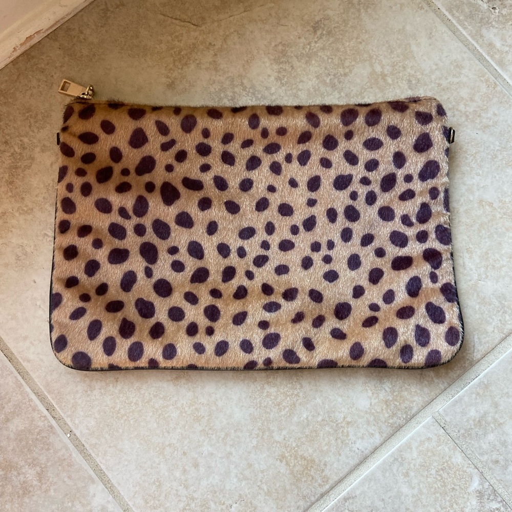 Animal print clutch with interior zip closure